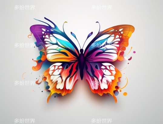 极具色彩艺术的彩色蝴蝶